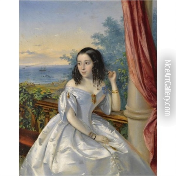 Portrait Of A Lady-in-waiting To Alexandra Fedorovna Oil Painting - Timofey Andreyevich Neff