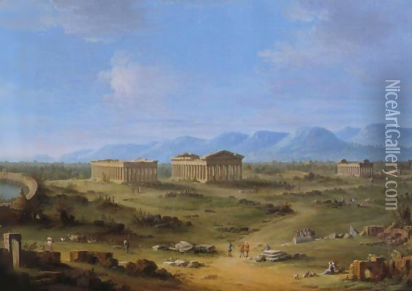 View Of The Ruins At Paestum Oil Painting - Antonio Joli