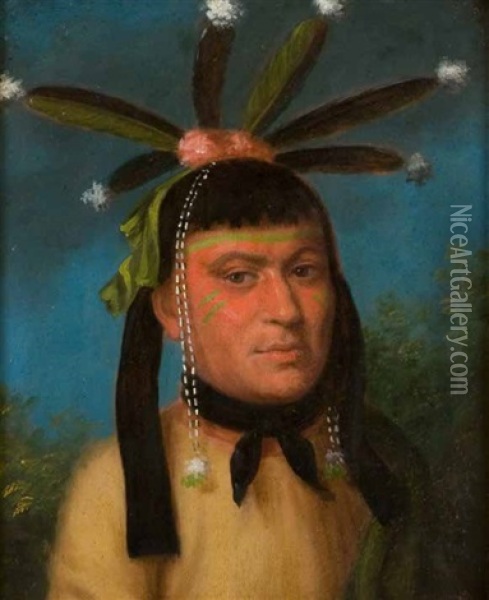 Amiskquew, Menominee War Chief Oil Painting - Charles Bird King