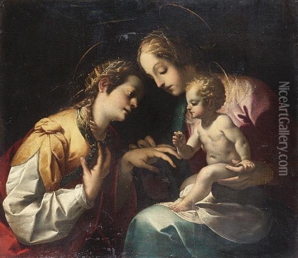The Mystic Marriage Of Saint Catherine Oil Painting - Pier Francesco Morazzone