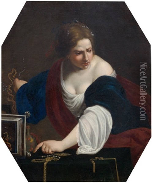 The Holy Magdalene, Spurning The Symbols Of Transience Oil Painting - Artemisia Gentileschi