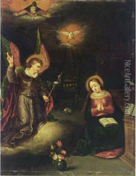 The Annunciation Oil Painting - Pieter Lisaert