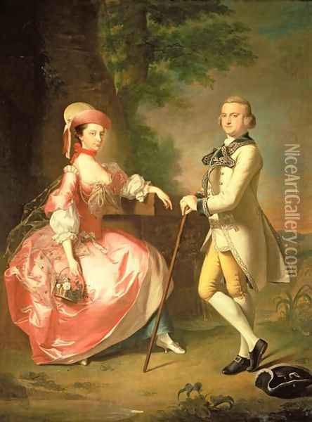 Sir John Pole 5th Baronet and his Wife Elizabeth Oil Painting - Thomas Hudson