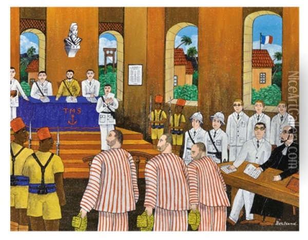 Tribunal, French Guiana, 1930s Oil Painting - Louis Aloysius Bertrand