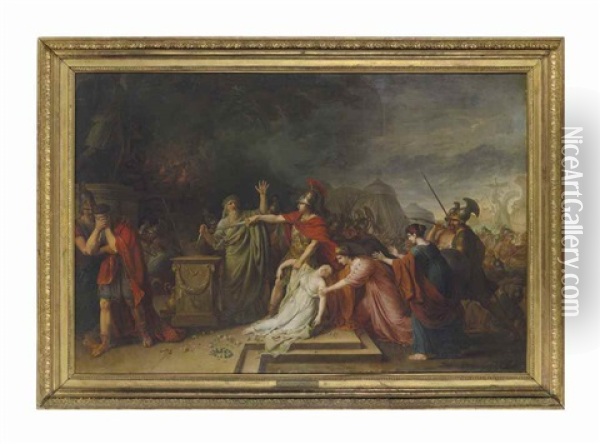 The Sacrifice Of Iphigenia Oil Painting - Jean Baptiste Francois Desoria
