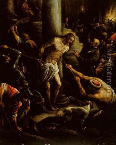 The Flagellation Of Christ Oil Painting - Leandro da Ponte Bassano