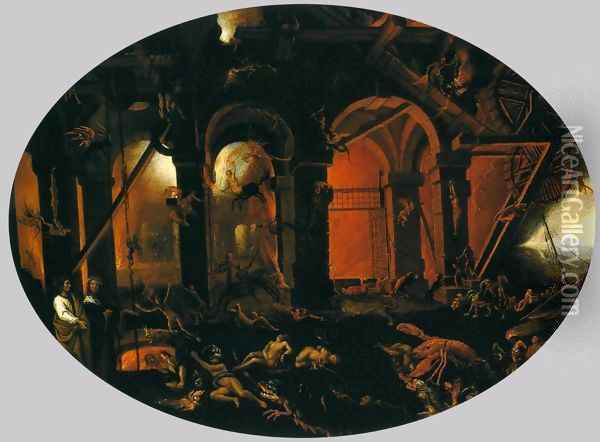 Dante and Virgil in the Underworld Oil Painting - Filippo Napoletano