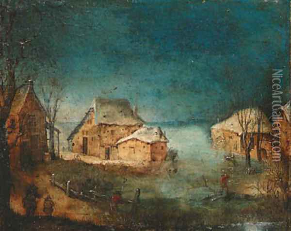 A coastal winter landscape Oil Painting - Adriaen Van Stalbemt