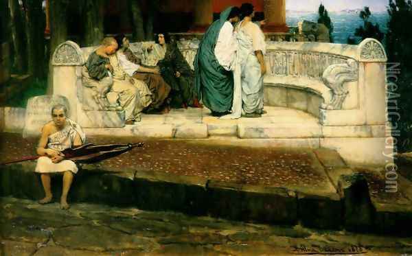An Exedra Oil Painting - Sir Lawrence Alma-Tadema