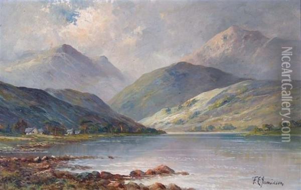Highland Loch Scene Oil Painting - Frances E. Jamieson