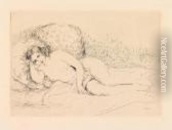 Femme Couchee (tournee A Gauche) Oil Painting - Pierre Auguste Renoir