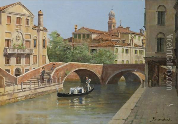 A Venetian Bridge Oil Painting - Antonietta Brandeis