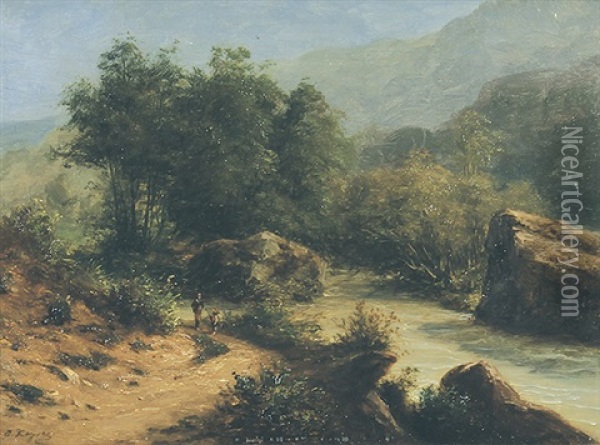 Landschaft Mit Gebirgsbach Oil Painting - Emil Keyser