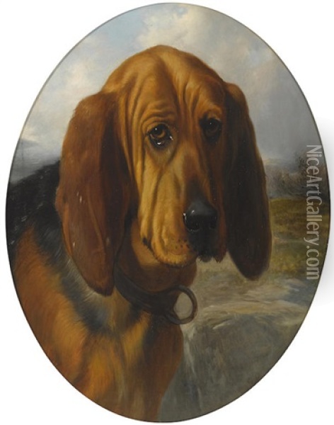 Matchless, A Bloodhound Oil Painting - George Earl