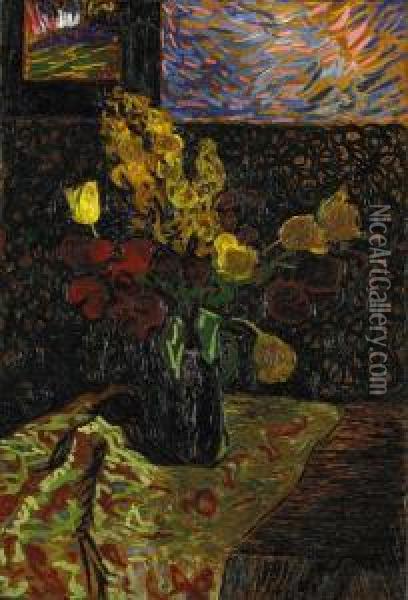 Stilleben Mit Blumen Oil Painting - Arthur Segal