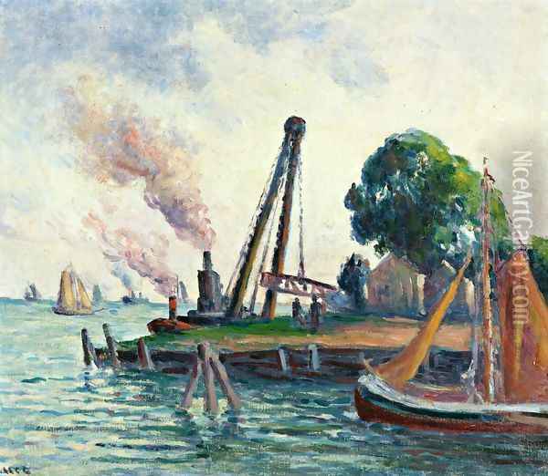The Port of Amsterdam Oil Painting - Maximilien Luce