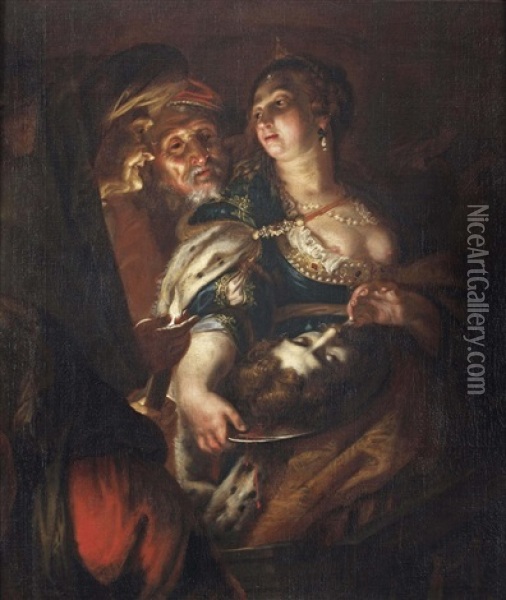Salome With The Head Of Saint John The Baptist Oil Painting - Joachim von Sandrart the Elder