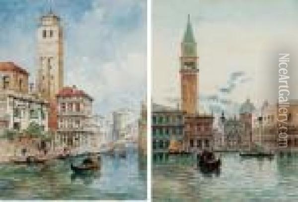 Coppia Di Vedute Veneziane Oil Painting - Arthur Trevor Haddon