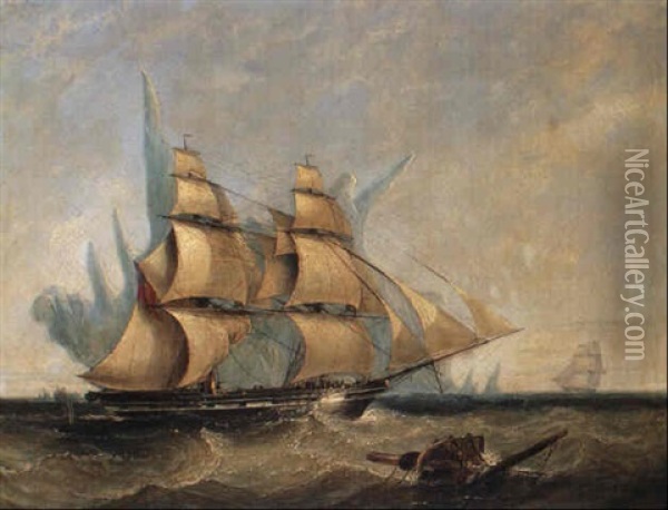The Codrington Homeward Bound, Passing An Immense Iceberg... Oil Painting - William Adolphus Knell