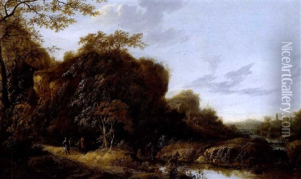 Bewaldete Flusslandschaft Mit Der Taufe Des Eunuchen Oil Painting - Cornelis Snellinck