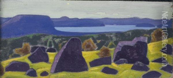 Untitled (sketch From Ladoga Series) Oil Painting - Nikolai Konstantinovich Roerich