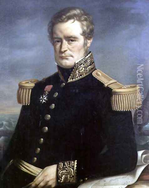 Portrait of Jules Sebastien Cesar Dumont d'Urville (1790-1842) French admiral and explorer, 1845 Oil Painting - Jerome Cartellier