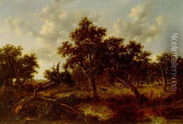 Wooded Landscape With Gypsies Oil Painting - Patrick Nasmyth