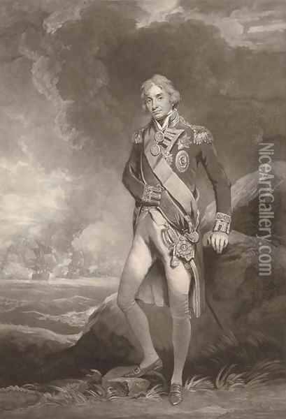 Admiral Lord Nelson, by C. Turner Oil Painting - John Hoppner