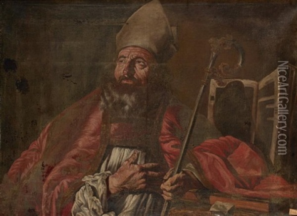 Saint Augustin (ou Saint Ambroise) Oil Painting - Matthias Stom