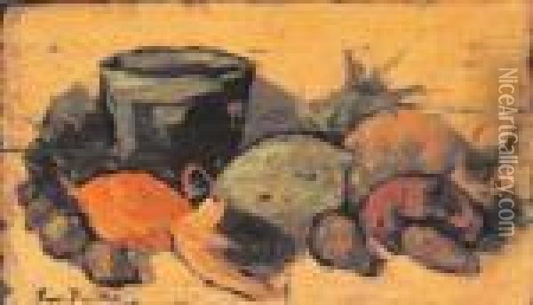 Natura Morta Di Frutta Oil Painting - Giovanni Bartolena