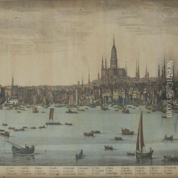 Largepanorama Of London Oil Painting - Nathaniel and Samuel Buck