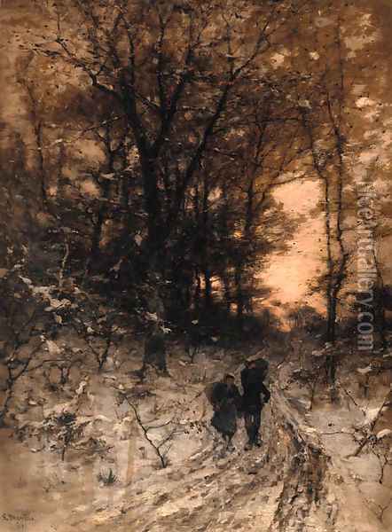 The wood gatherers Oil Painting - Ludwig Munthe