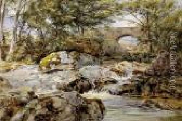 Fingle Bridge Dartmoor Wh Sweet Oil Painting - Walter Henry Sweet