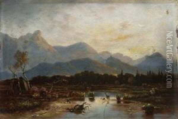 Moorlandschaft Im
 Voralpenland. Oil Painting - Franz Reder-Broily