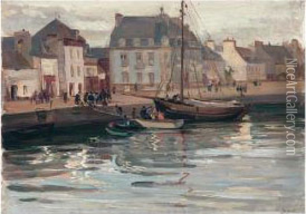 Evening Concarneau, Brittany Oil Painting - Robert Hope