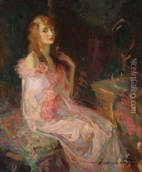 The Pink Robe Oil Painting - Walter G. Ratterman