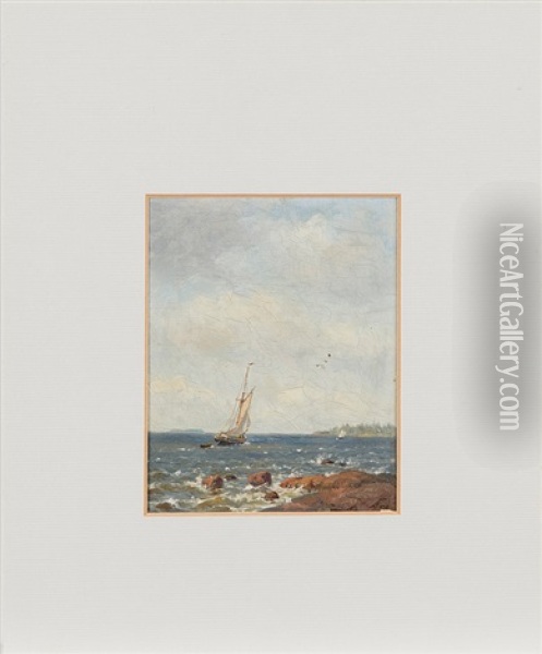 Windy Day By The Coast Oil Painting - Oskar Conrad Kleineh