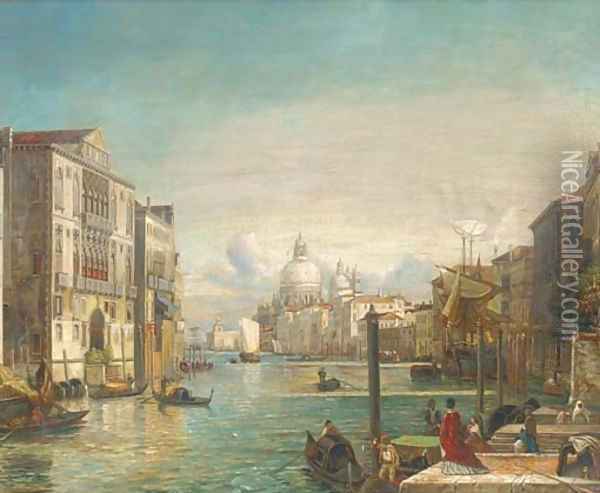 Gondolas on the Grand Canal, Venice Oil Painting - Alfred Pollentine
