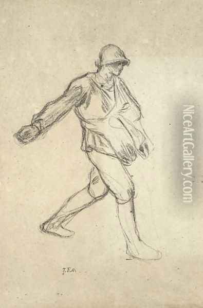 Study for 'The Sower' Oil Painting - Jean-Francois Millet