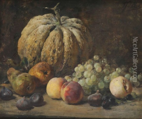 Nature Morte Aux Fruits Et Potiron Oil Painting - Eugene Joors