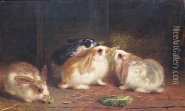 Rabbits In A Hutch Oil Painting - John Frederick Herring Snr