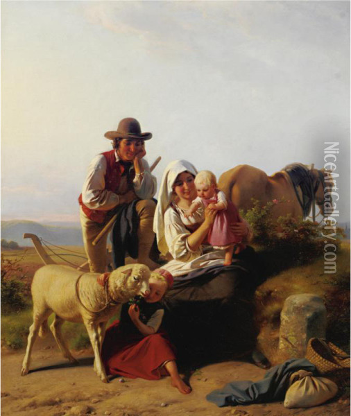 Shepherd Family Oil Painting - Jakob Becker Von Worms