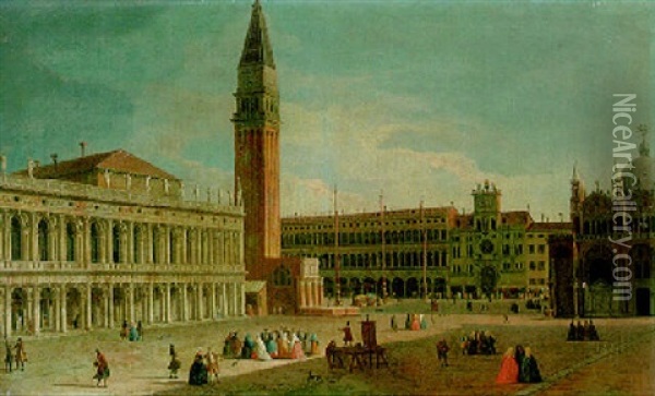 The Piazzetta, Venice, With The Libreria, Campanile And The Basilica Di San Marco Oil Painting - Giovanni Richter
