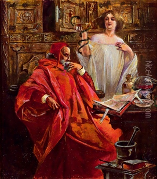 Der Alchimist Oil Painting - Karl Theodor von Piloty