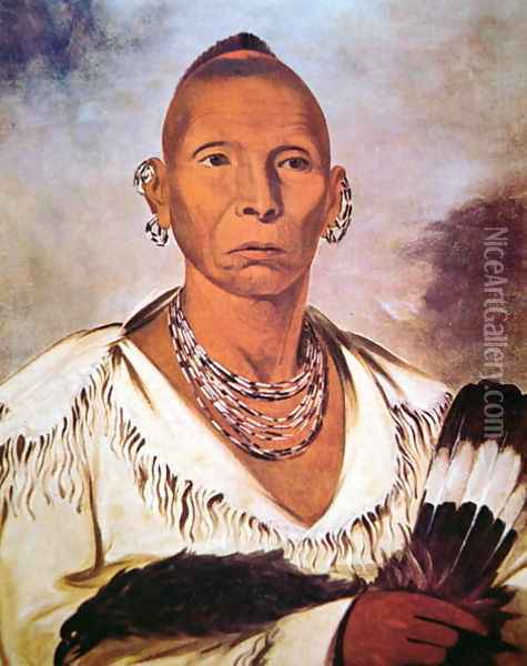 Portrait of Black Hawk, Indian Chief Oil Painting - George Catlin