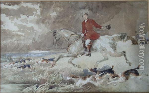 Huntsmen Andhounds On The Downs Oil Painting - John Frederick Tayler