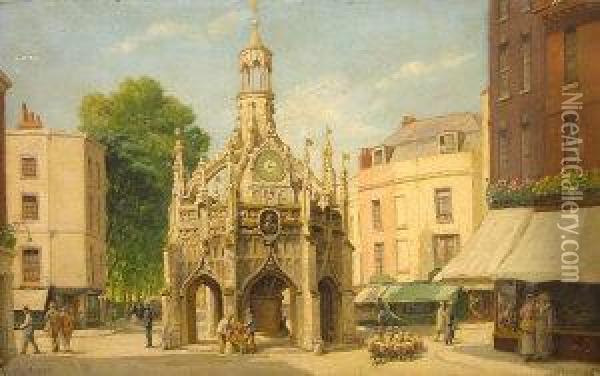 Chichester Market Cross Oil Painting - Percy Robert Craft