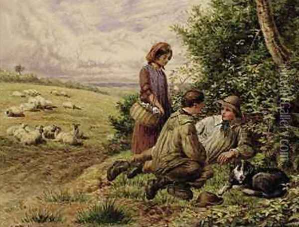 Shepherd Children Oil Painting - Frederick G. Harris