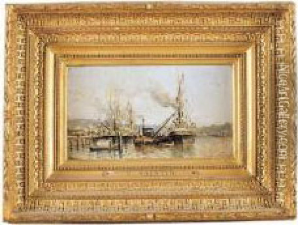 le Port De Rouen Oil Painting - Henri Saintin