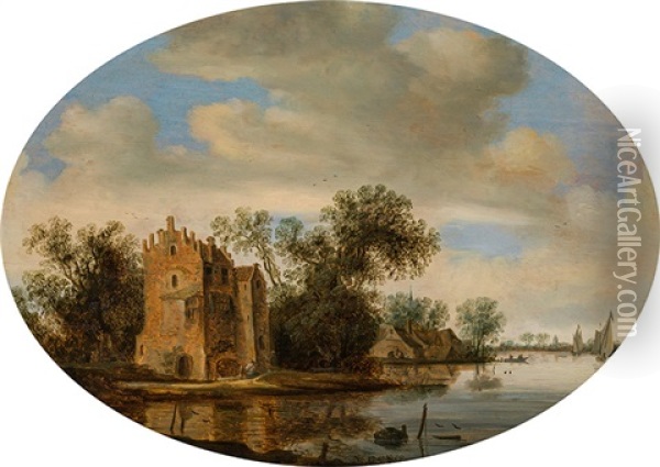 Village By A River Oil Painting - Frans de Hulst